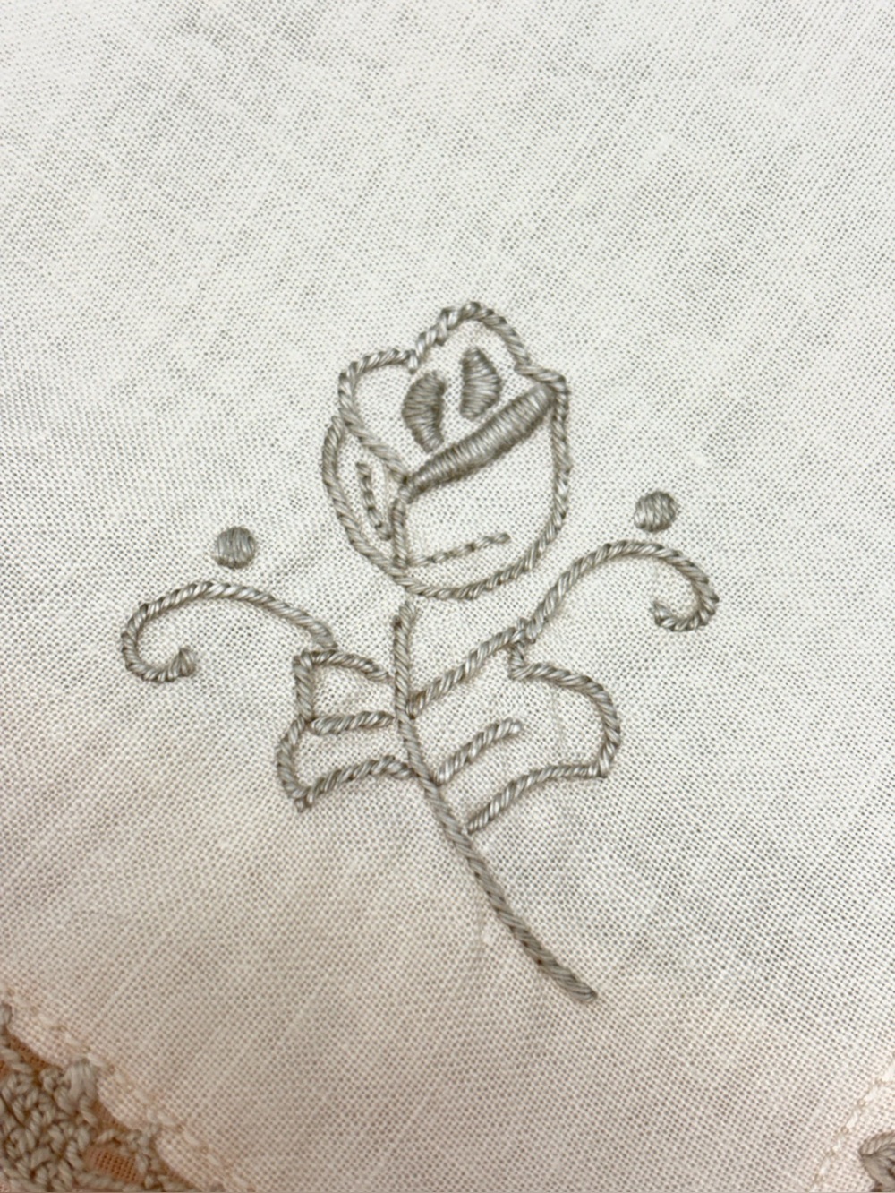 Vintage Ecru Embroidered Linen Dinner Napkins set of 8 - Picture 5 of 8